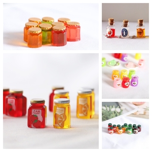 Produit de vente chaud <span class=keywords><strong>maison</strong></span> de poupée Miniatures bocaux à confiture Mini <span class=keywords><strong>fruits</strong></span> lait miel bocaux en verre résine artisanat jouet Casa De Bonecas - Product Image 6