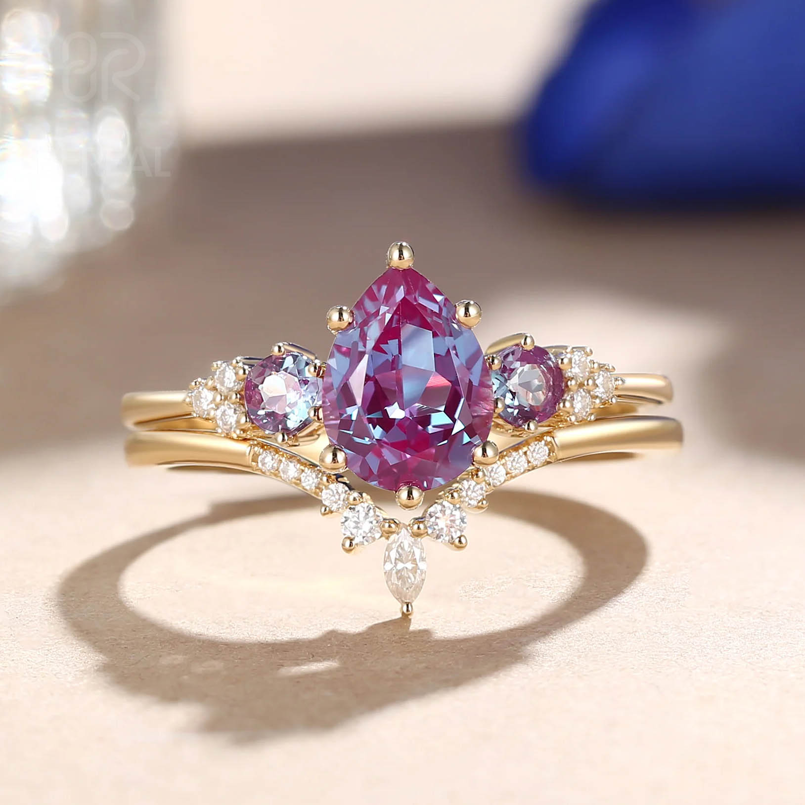 Bague Alexandrite de Laboratoire, Forme 1