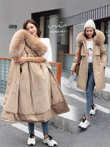 Abrigo de Invierno 2025 para <span class=keywords><strong>Mujer</strong></span> con Cuello de Piel Grande, Chaqueta Larga Acolchada de Algodón con Forro Polar, Novedad para Europa y Estados Unidos - Product Image 5
