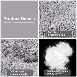 Luxe op maat gemaakte katten- en hondenbedden, wasbaar, zacht, pluizig kussen, effen patroon, rond, pluche dierenbed voor honden en katten - Product Image 3