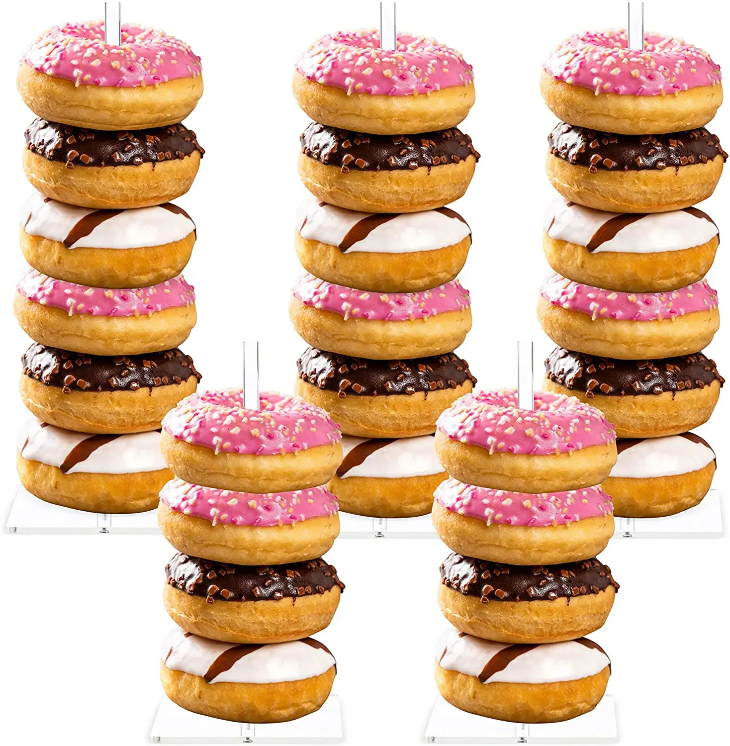 Donut Stand - 5 Packeasy Montage Donut Pole Display/Clear Acryl Deuvel/Donut Feestartikelen