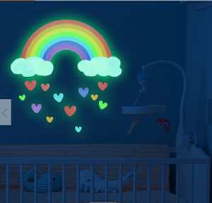 Nouveau dessin animé arc-en-ciel nuages <span class=keywords><strong>autocollant</strong></span> mural lumineux pour bébé enfants <span class=keywords><strong>chambre</strong></span> <span class=keywords><strong>chambre</strong></span> décoration de la maison papier peint lueur dans les autocollants sombres - Product Image 4