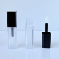 Tube carré noir et rouge en PETG à faible MOQ, personnalisable, sérigraphié, pour rouge à lèvres liquide et gloss, emballage conteneur