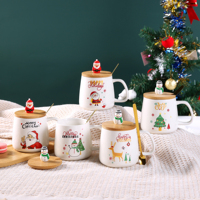 Envío Inmediato: Juego de Tazas/Tazones de Cerámica con Cinco Diseños Impresos Diferentes, Hechas a Mano con Serigrafía, con Cucharas, Regalo Personalizado