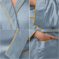 Peignoir unisexe avec col châle, double face, bleu ciel, chaud et durable, pour la maison et les vacances, longueur intégrale, pour toutes les saisons