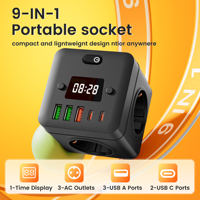 Multiprise murale personnalisable CE avec horloge, 3 prises CA, 3 ports USB, prise UE standard 16A, protection contre les surtensions pour la maison et le bureau