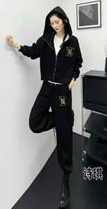 Op maat gemaakte 100% katoenen hoodie set met strass steentjes, eigen label, modieus printpatroon, winterseizoen, capuchon, maat ODM levering 0905 - Product Image 5