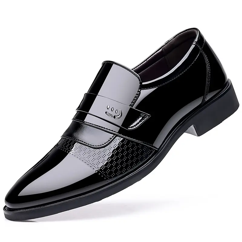 Men's set of low-top patent leather shoes large size formal casual business pointed wedding soft bottom comfortable breathable