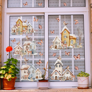 Wholesale Winter Window Decor <b>Decal</b> Window Clings Reusable Static <b>Vinyl</b> Double-Sided Winter <b>Decals</b> Static Stickers - Product Image 5