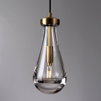 Luminaire suspendu en verre cristal avec finition en métal bronze pour la décoration intérieure, lampe suspendue en forme de larme