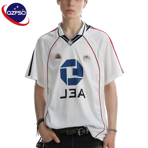 QZFSO Custom Blokecore Y2K Retro Football Polo Shirt Blockette Colorblock Oversized V-neck Casual Athletic Soccer Jersey - Product Image 1