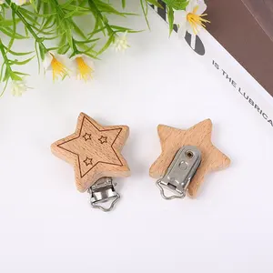 New Products Baby Toys Wooden Accessories Baby Pacifier Clip Star Shape Clips for Pacifiers