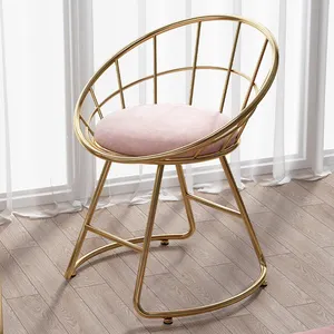 2022卧室椅子金色和粉红色天鹅绒化妆椅家用