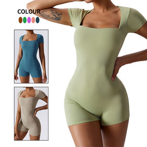 Conjunto de Fitness de 4 colores para gimnasio, mono deportivo ajustado suave, Mono corto de motorista de una pieza para mujer, conjunto de entrenamiento y Yoga - Product Image 6