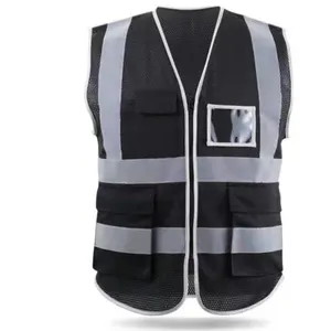 Hi visibility mesh multi-pocket reflective safety vest with pocket purple safety reflective jacket