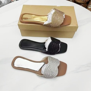 2025 New Fashion Ladies Shoes Open-toe Flat Sandals summer Casual Walking Shoes Breathable Rhinestone Trendy Women's slippers - Product Image 3