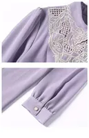 4XL 3XL 2XL femmes robe 2024 printemps été mode grande femme Lurex broderie à manches longues Midi violet marron robe femme 50s