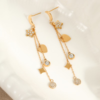 Boucles d'oreilles pendantes vintage à longues pampilles circulaires pour femmes, en acier inoxydable plaqué or 18 carats PVD, bijoux de mode pour le quotidien