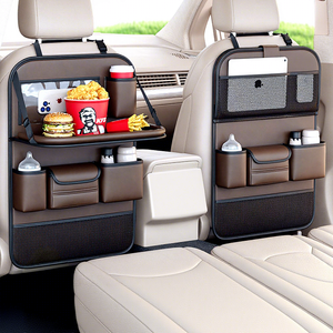Sac de rangement intérieur en cuir pour voiture, organisateur de dossier de siège de voiture, étagère suspendue multifonctionnelle pour siège arrière, poubelle intégrée, minimaliste - Product Image 3