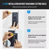 Pas de perçage Smart Invisible Porte intérieure Invisible Loc Kmetal Porte en fer Noir Swipe Card Serrure à induction électronique Serrure TUYA