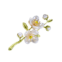 Broche Fleur de Mode en Cuivre et Zircon, Motif Branche Florale, pour Femme, Mariage, Fête, Accessoire Vestimentaire, Fleur de Poitrine