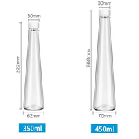 Bouteille de jus en plastique transparent PET de 300 ml, contenants en plastique jetables pour boissons, bouteille d'eau en plastique pour l'eau et le jus