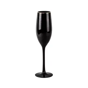 Yunzhifan Wholesale Luxury Wedding Black And Gold Color Electroplated Plating Personalized Red Wine Glass Champagne Flutes