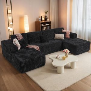 โซฟาผ้ากำมะหยี่สีดำรูปตัวยู ขนาด 133 นิ้ว แบบไร้โครง ยี่ห้อ Cloud Sectional  ลดราคาพิเศษ สินค้าพร้อมส่งจากอเมริกา บรรจุภัณฑ์สุญญากาศ ไม่ต้องประกอบ - Product Image 2