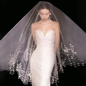 Sf3037f <span class=keywords><strong>2026</strong></span> नई हॉट-सेलिंग टासल पर्सी ब्राइडल गाउन एक्सेसरीज, फोटो प्रोप्स, हस्तनिर्मित नकली मोती घूंघट - Product Image 3