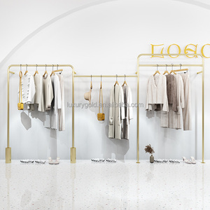 Porte-vêtements Porte-vêtements Boutique Or Vêtements Suspendus Mur Tuyau Vêtements Présentoir Étagère pour Magasin de Vêtements - Product Image 1
