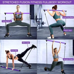 Set di fasce di resistenza con barra di allenamento Kit di barre per <span class=keywords><strong>Pilates</strong></span> fascia elastica per <span class=keywords><strong>esercizi</strong></span> con maniglie e ancoraggio per porta per l'allenamento di tutto il corpo - Product Image 4