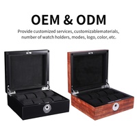 Boîte à montres MINEESI personnalisée, entièrement noire, laquée piano, 8 emplacements, avec serrure à empreinte digitale, doublure en daim, matériaux recyclés écologiques pour