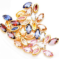 LS836 Navette zircon or griffe strass cousu à la main cristal strass pour robe de mariée chaussures sacs vêtements