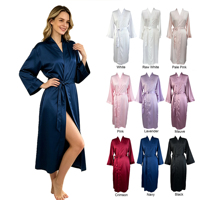 Peignoir de luxe pour femme disponible en 9 couleurs, long peignoir en satin mat, robe de mariée en soie, élégante tenue de nuit, kimono, robe à col en V
