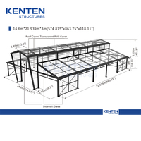 Tente de réception de luxe KENTEN USA Project Outdoor, structure noire, verre, pour fêtes, mariages, événements, tente commerciale en aluminium transparente, type atrium.