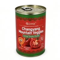 19-delige handgesneden, gepelde, geconserveerde tomatenblokjes 400g, zichtbare hele vruchten, geen pulp, aseptische verpakking, groothandel