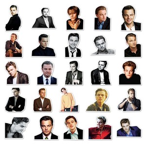 สติกเกอร์ไดคัทสำหรับตกแต่งแล็ปท็อปแบบมีกาวในตัวสติกเกอร์ PVC ไวนิลนักแสดงเลโอนาร์โดแบบหล่อ50ชิ้น - Product Image 4