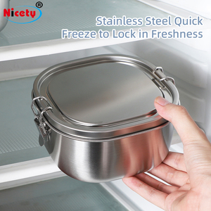 Thép không gỉ Hộp Ăn Trưa với nắp tre hoặc nắp thép cho trẻ em thép không gỉ <span class=keywords><strong>Snack</strong></span> hộp đựng thức ăn cho các trường học/làm việc - Product Image 4