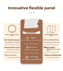 Plaque chauffante électrique portable en silicone pliable, tapis chauffant pour aliments de cuisine avec contrôle <span class=keywords><strong>tactile</strong></span> de la température - Product Image 5