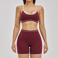 2 Set Bra Fitness Pendek Kasual Tanpa Jahitan untuk Wanita, Set Olahraga Gym