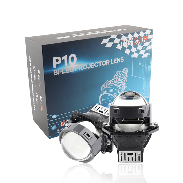 GCAR P10 Bi LED Projector Lens 65W 3.0" Double Chips Car Headlight Retrofit Kit 6000K LHD RHD