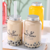 Bouteilles Rondes de Jus de 16 oz en Plastique avec Bouchons, Contenants Transparents pour Boissons et Smoothies