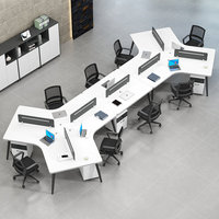 Bureau de direction commercial en bois moderne et simple, ensemble de chaises 2/3/5/6/8 places, design linéaire avec cloison, démontable et assemblable
