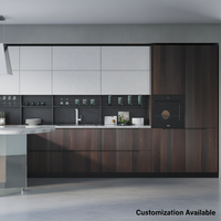 Meubles de cuisine modernes sans poignées, finition mate, pour projets de rénovation de cuisines résidentielles contemporaines, avec système d'éclairage LED