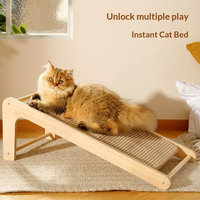 Grattoir à chat en sisal vertical en forme de L, cadre en bois massif, planche à gratter pour chats d'intérieur
