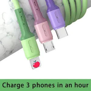 3 In 1 Usb Charger Cable Liquid Silicone Rubber 1 Drag 3 Fast Charge Android Type-C Cable Assembly