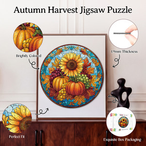 Rompecabezas Personalizado SOUHONEY de 1000 Piezas con Diseño Otoñal de Girasol, Calabaza, Uvas y Hojas, Juguete Educativo para Adultos y Niños - Product Image 3