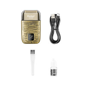 Afeitadora eléctrica Kemei, Mini afeitadora eléctrica portátil recargable IPX7, cuerpo metálico de triple cuchilla resistente al agua para hombres - Product Image 2