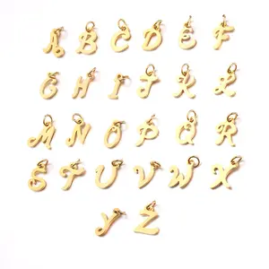 Wholesale 0.8ミリメートル * 5ミリメートルGolden Plated Stainless Steel Letter Beads Charm Metallic Silver Alphabet Beads Charm For Jewelry Making