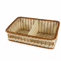 Panier de rangement tissé bicolore avec séparateur, plateau rectangulaire en plastique PP, organisateur écologique, simplicité moderne, pour cuisine, pain et fruits